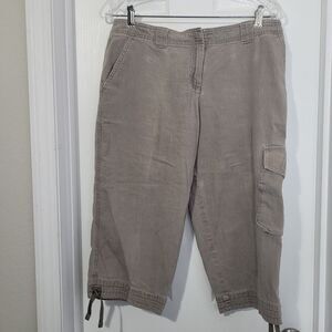 J. Jill 8 Petite capris cropped pants distressed drawstring zip pockets cargo